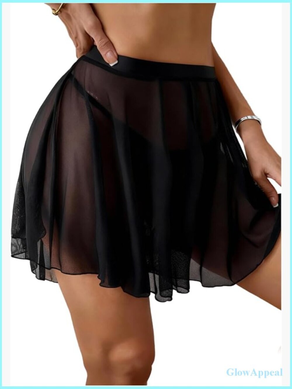 Sheer Mesh High Waisted Swim Skirt Cover Up Bottom